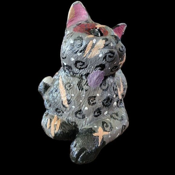 Ceramic Handpainted Cat Figurine Decor Piece - Picture 4 of 9